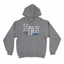 Kapucnis pulóver - hímzett PTE - szürke (kifutó termék)